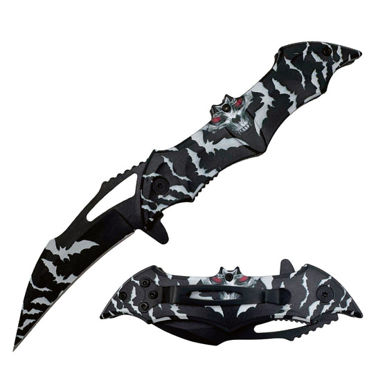 KN 2008-BK 4.5" Assist-Open Knife - Black Bat Handle