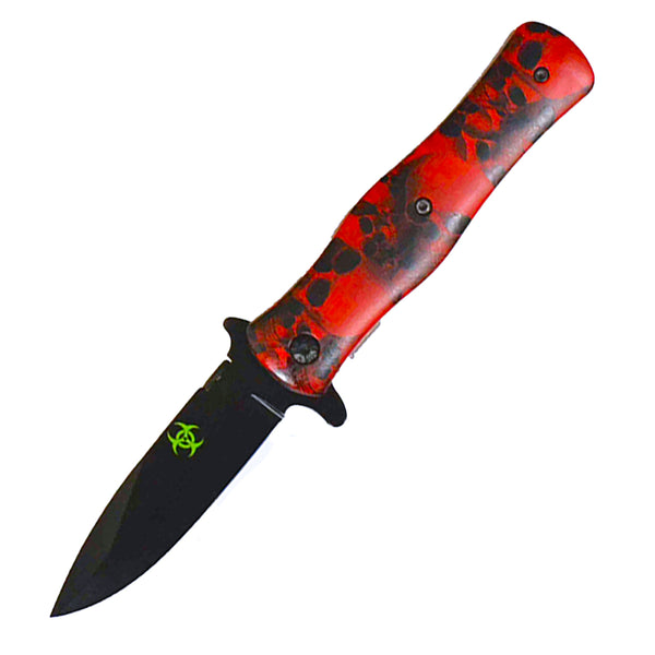 KN 1603-RD 4.5" AOP Skull Red Assist-Open Folding Knife