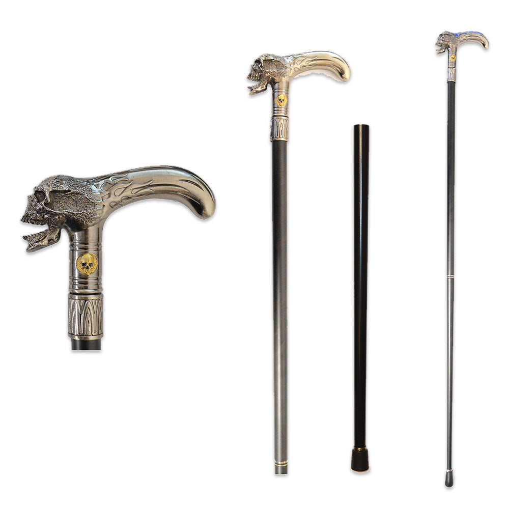 Rex Distributor skull head walking cane staff, 37-inch KN 1686-SK with rubber foot