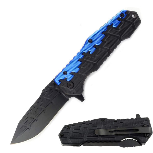 KN 1798-BL 4.5" Blue Digital Camo Assist-Open Folding Knife with Belt Clip