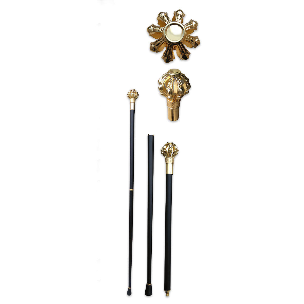 Rex Distributor 37-inch gold crown handle walking cane with rubber foot, KN 1846-CR
