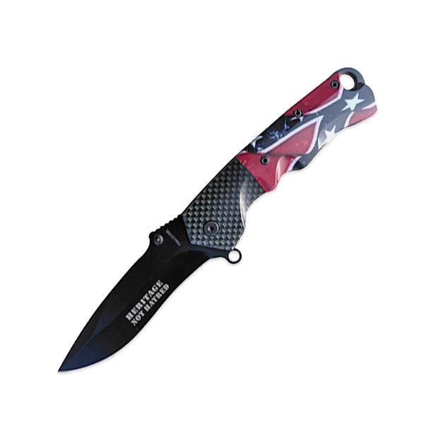 KN 1871-CF 4.5" Flag Assist-Open ABS Handle Folding Knife with Glass Breaker
