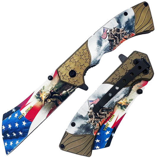 Rex Distributor, Inc. KN 1903-IJ 4.5-inch Battle of Iwo Jima tactical folding knife with assist-open mechanism and belt clip