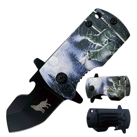Rex Distributor KN 1952-W 2.25-inch Wolf Handle spring-assisted tactical folding knife with assist-open blade.