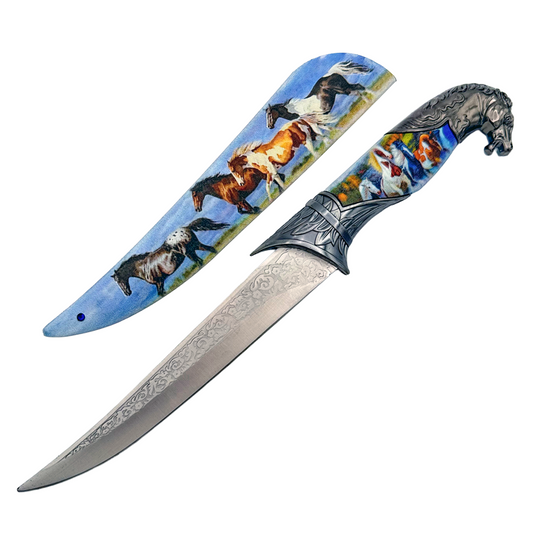 KN 1984-HR Wild Horses horse head fixed blade dagger by Rex Distributor, Inc.