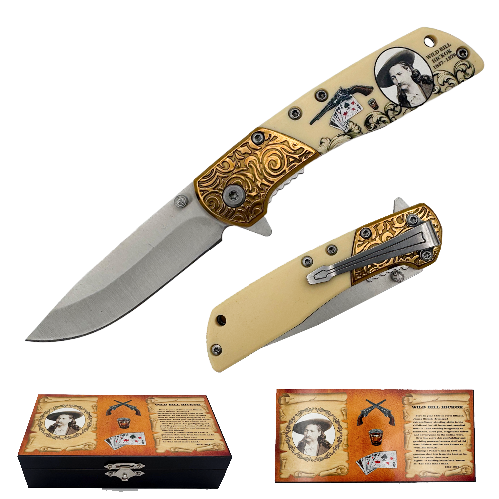 KN 2003-WB 3.5" Wild Bill Hickok 1837-1876 Gift Box Assist-Open Folding Knife