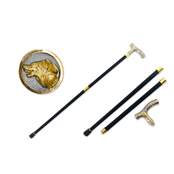 KN 2021-WF 37" Wolf Head Handle Walking Cane Staff Mobility Stick Rubber Foot