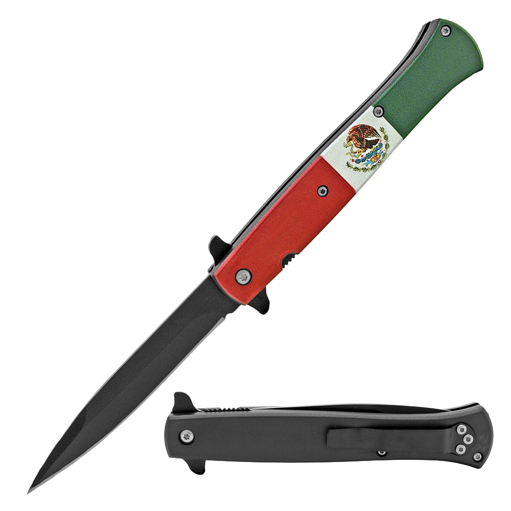 KS 1157-MF 5" Mexico Flag Assist-Open Slim Handle Folding Pocket Knife - Rex Distributor, Inc. Wholesale Licensed Products and T-shirts, Sporting goods,