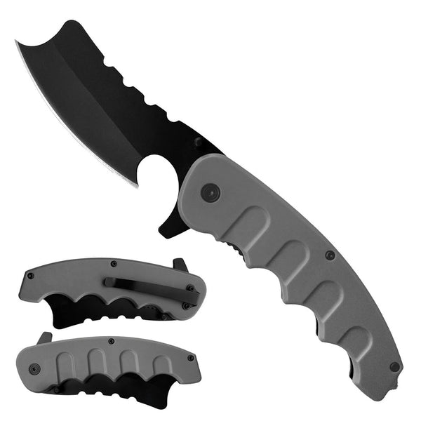 KS 1680-GY 5" Grey Handle Axe Blade Assist-Open Folding Knife