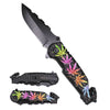 KS 1699-MA2 4.75" Marijuana Rainbow Honeycomb Textured Handle Assist-Open Tactical Folding Knife