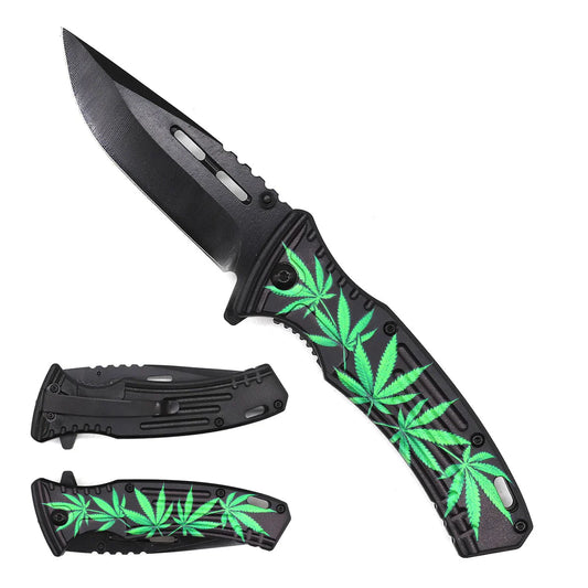 KS 1972-GM 4.75" Marijuana Assist-Open Folding Knife with Belt Clip