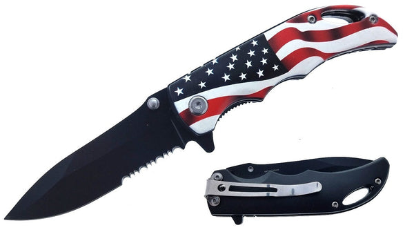 KS 31187-UF 4" US Flag 3D Print ABS Handle Assist-Open With Belt Clip Pocket Knife