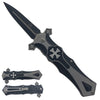 KS 5441-BKCH 4.5" Black & Chrome Cross Handle Assist-Open Knife with Belt Clip