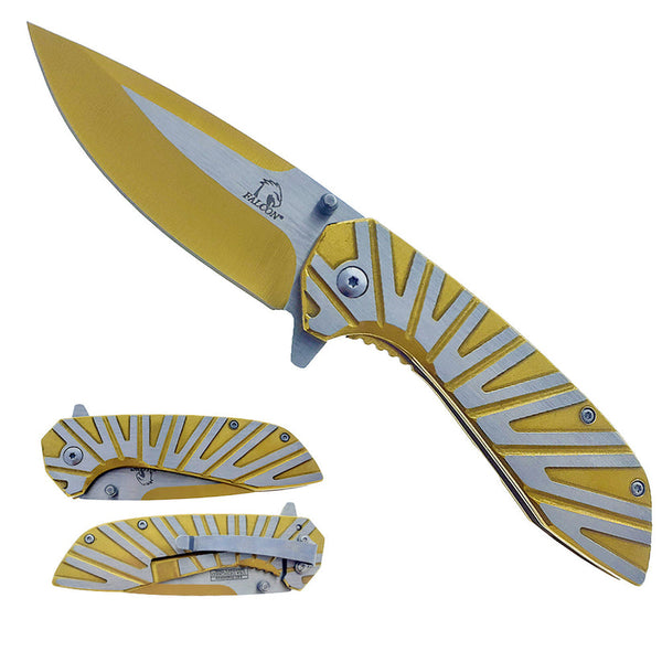KS 5565-GD 4.75" Gold Heavy Duty Egyptian Wing Stainless Steel Folding Pocket Knife