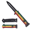 KS 1024-MM 4.5" Assist-Open Knife - Rastafarian Flag Cannabis Leaf Print Handle