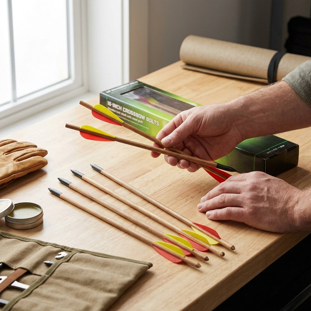 MK 150-16W 16" Wooden Crossbow Arrows – 6-Piece Set