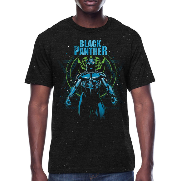 Men's Black Speckled Marvel Black Panther Graphic T-Shirt Tee