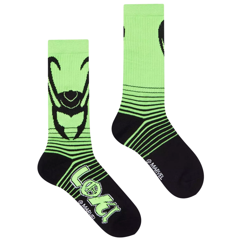 Marvel Loki Green Helmet Crew Socks