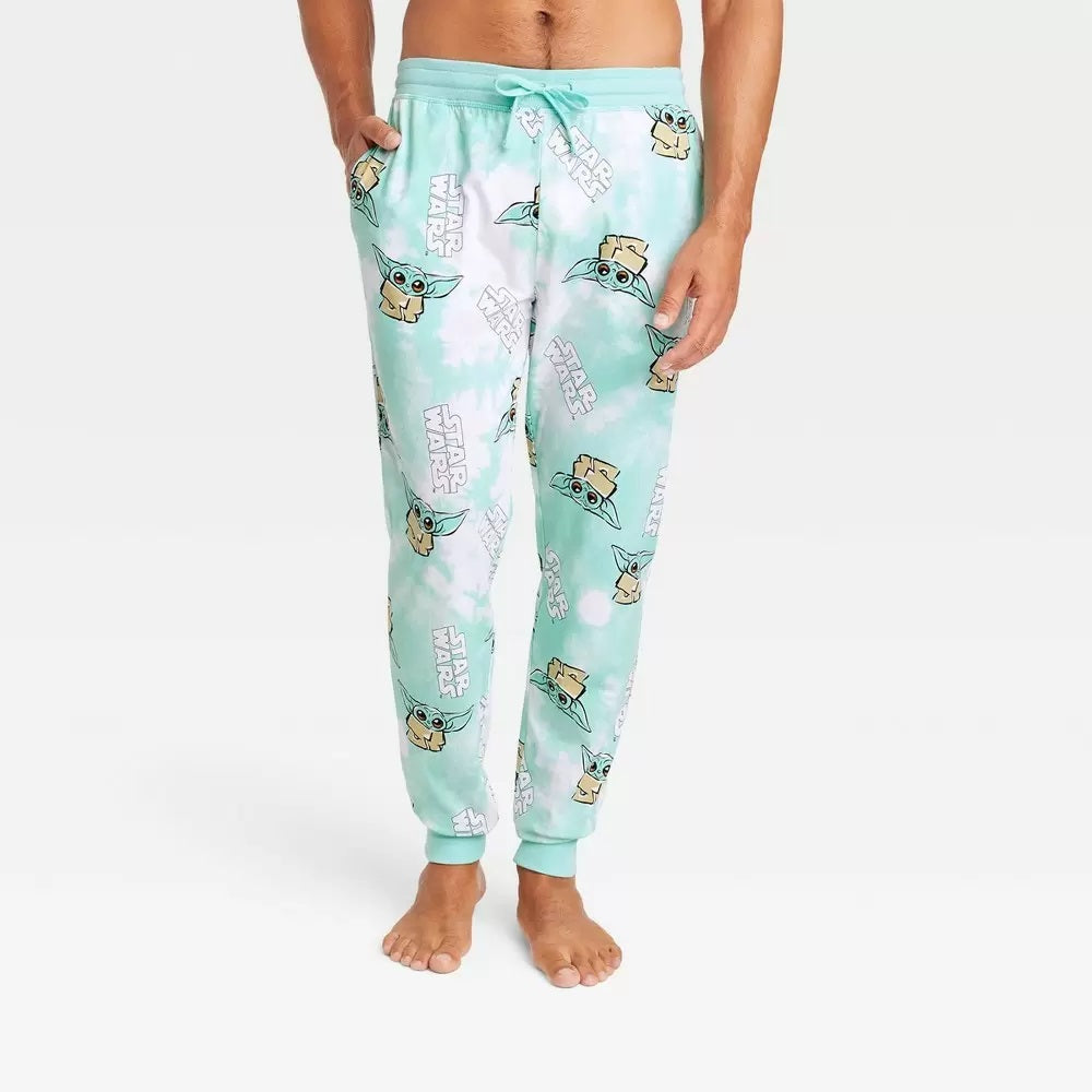 Men's Green Star Wars Grogu Cloud Wash Jogger Pajama Pants – Rex