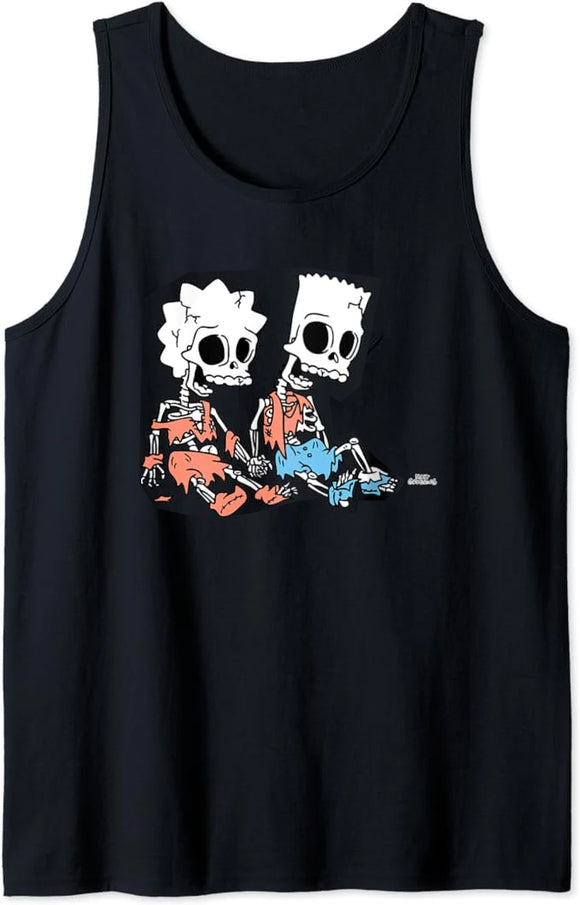 Men's The Simpsons Bart and Lisa Skeletons Treehouse of Horror Tank Top