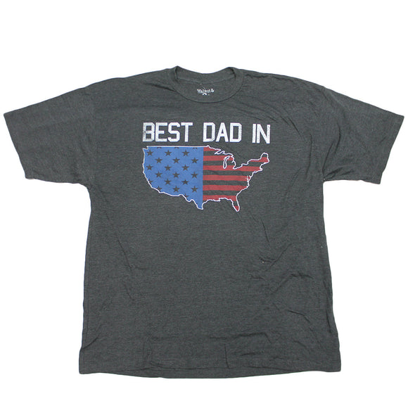 Men's Grey Big & Tall Best Dad in USA Graphic Tee Tshirt