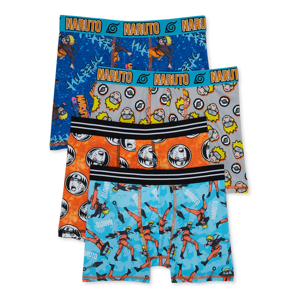 Naruto Boys Boxer Brief Underwear, 4-Pack, Sizes 4-10
