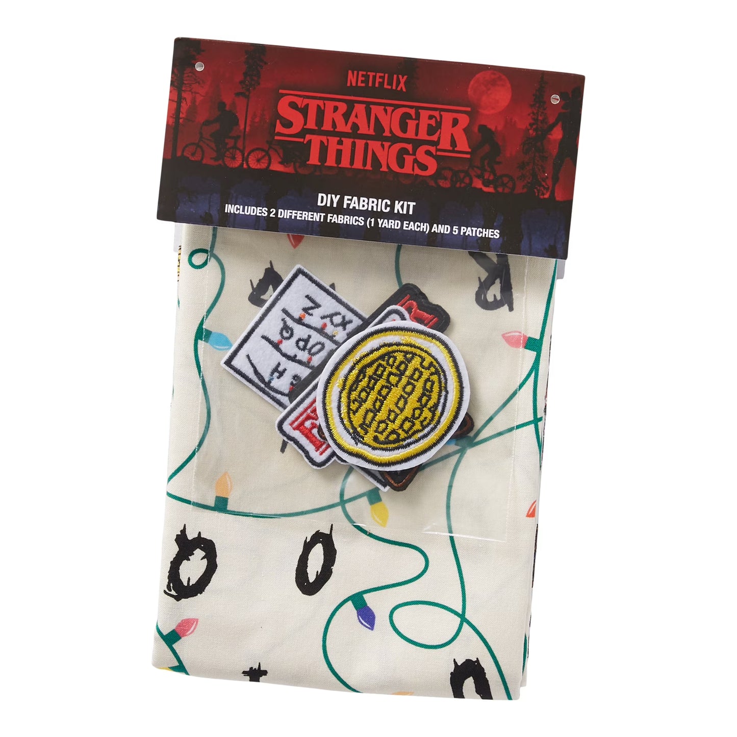 Netflix Stranger Things Cotton Fabric & Patch Diy Kit, 5 Patches And 2 Yards Of Fabric