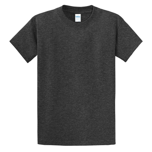Men's charcoal heather ring-spin T-shirt by Tee Styled, front view showing crew neck and short sleeves in 3XL size.