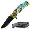 PK 1536-1 4.5" Contemporary Art Metal Handle Assist-Open Folding Knife