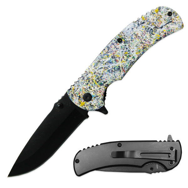 PK 1536-5 4.5" Contemporary Art Metal Handle Assist-Open Folding Knife