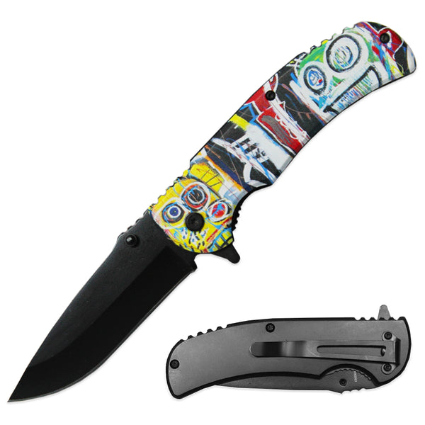 PK 1536-7 4.5" Contemporary Art Metal Handle Assist-Open Folding Knife