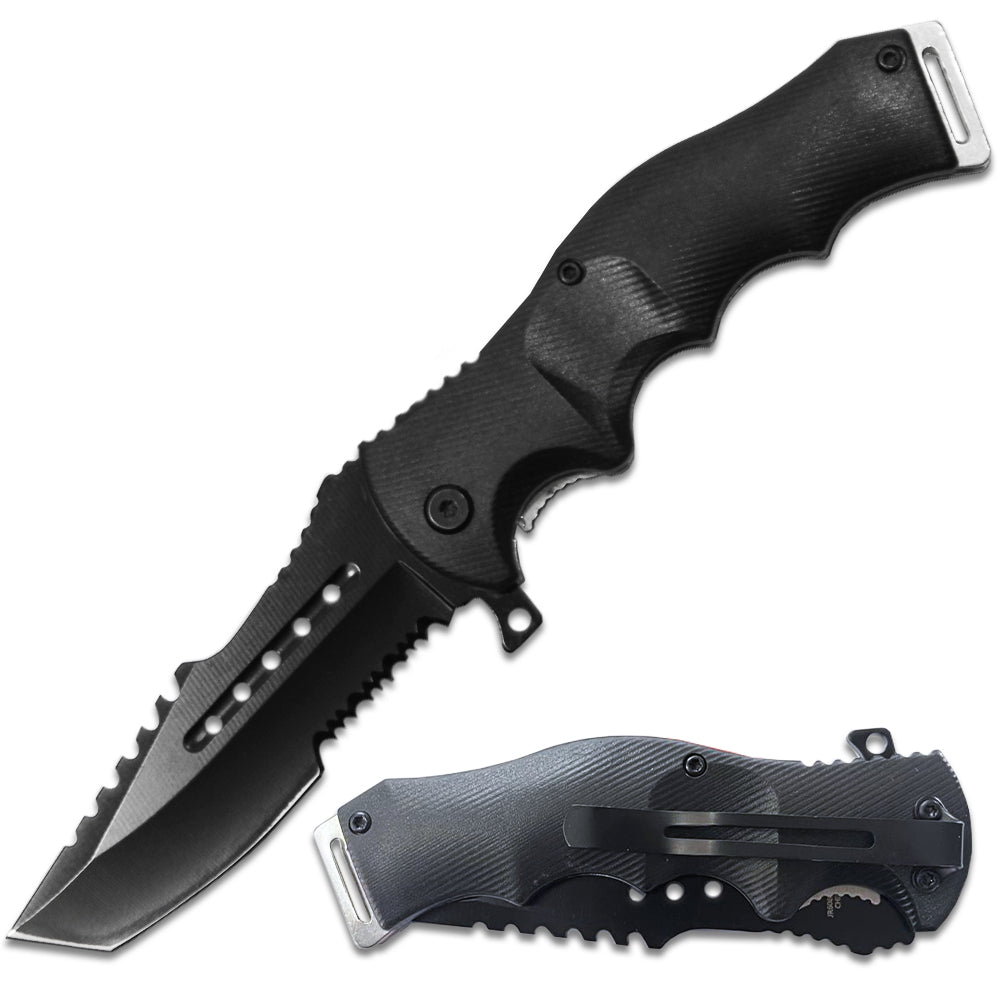 PK 6080-BK 4.5" Black Handle Assist-Open Folding Knife with Belt Clip - Rex Distributor, Inc. Wholesale Licensed Products and T-shirts, Sporting goods,