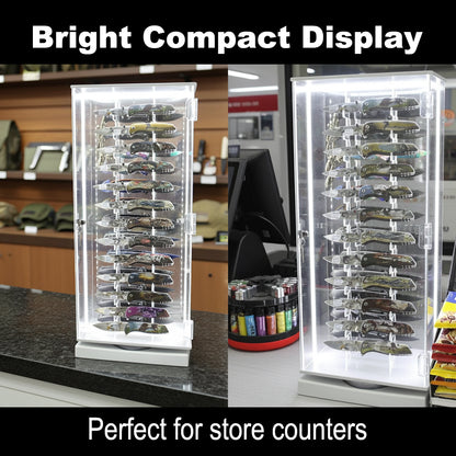 PKG DEAL #127 L.E.D. Light Revolving Showcase & 24 Pocket Knives | Free Shipping