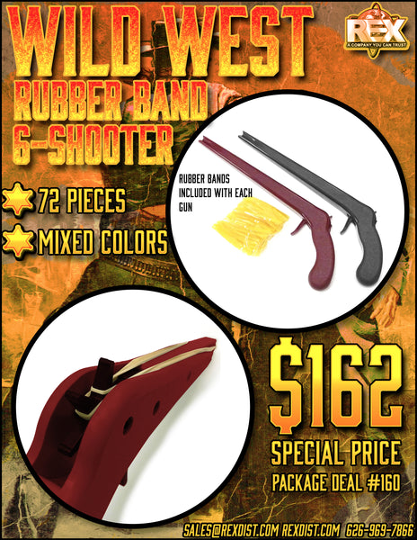 PKG DEAL #160 - Wild West Rubber Band 6-Shooter Toy Package Deal