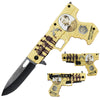 PT 1690-WE 4.5" Wyatt Earp Pistol Handle Assist-Open Folding Knife with Belt Clip