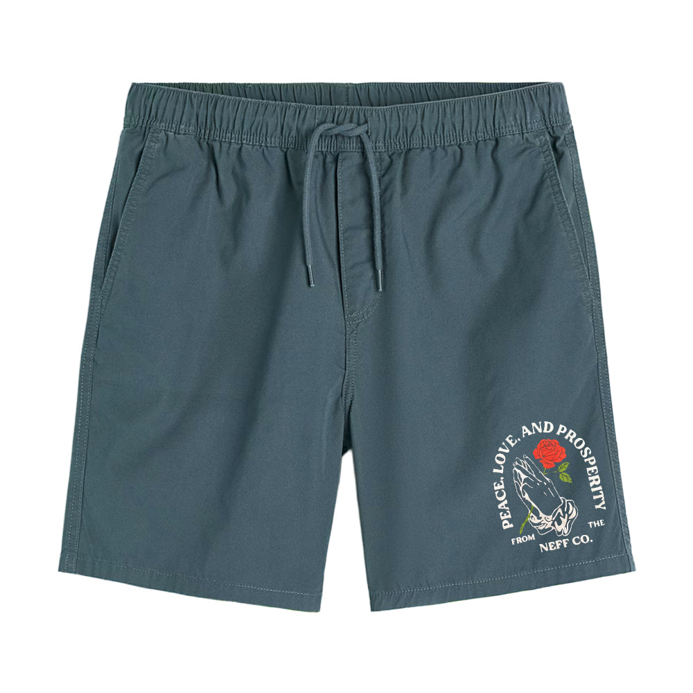 Men's Neff Blessings Drawstring Twill Shorts with 7-Inch Inseam