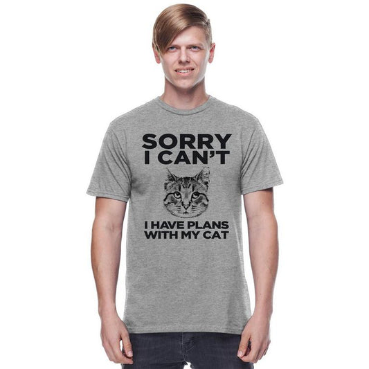 Men's Plans With Cat T-Shirt Funny Graphic Tee