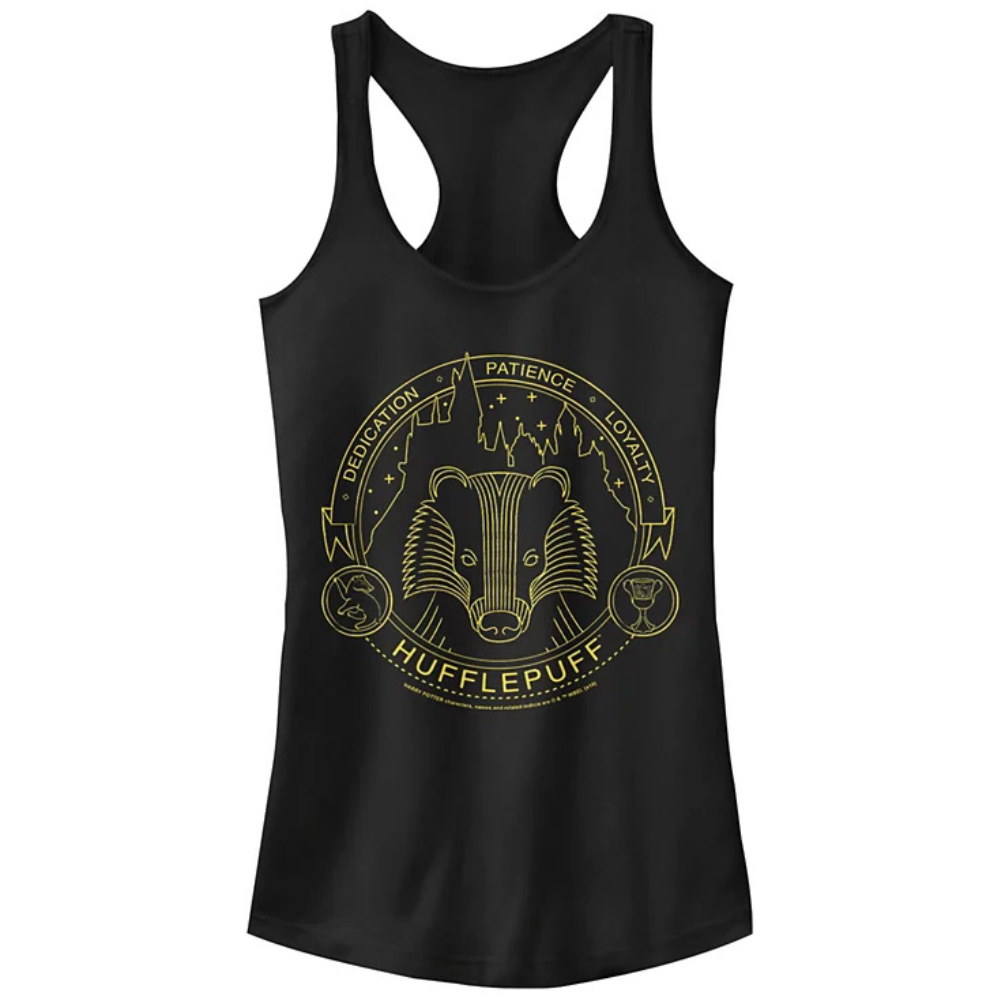 Women Junior's Harry Potter Hufflepuff Dedication Patience Loyalty Juniors Racerback Tank - Rex Distributor, Inc. Wholesale Licensed Products and T-shirts, Sporting goods,