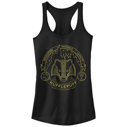 Women Junior's Harry Potter Hufflepuff Dedication Patience Loyalty Juniors Racerback Tank - Rex Distributor, Inc. Wholesale Licensed Products and T-shirts, Sporting goods,
