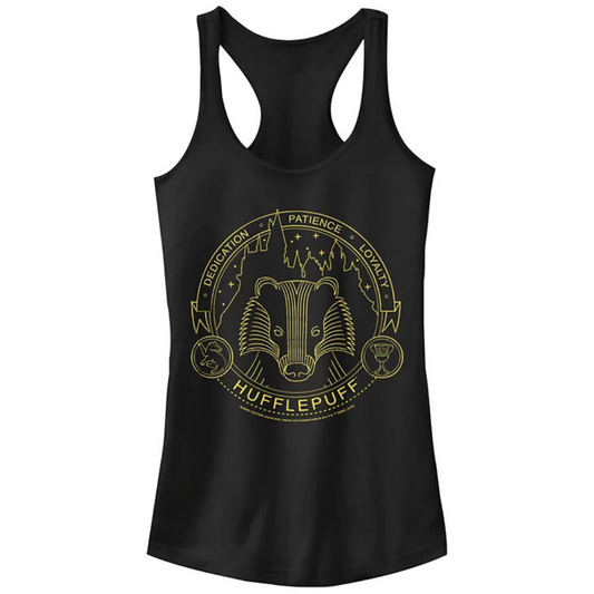 Women Junior's Harry Potter Hufflepuff Dedication Patience Loyalty Juniors Racerback Tank