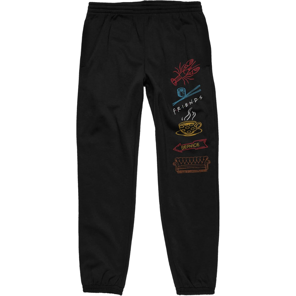 Men's Friends TV graphic sleep pants by Bioworld featuring iconic Friends characters and logo, comfortable pajama bottoms.