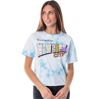 To All The Boys I've Loved Before Womens' Greetings from New York City Juniors Tie Dye Crop T-Shirt