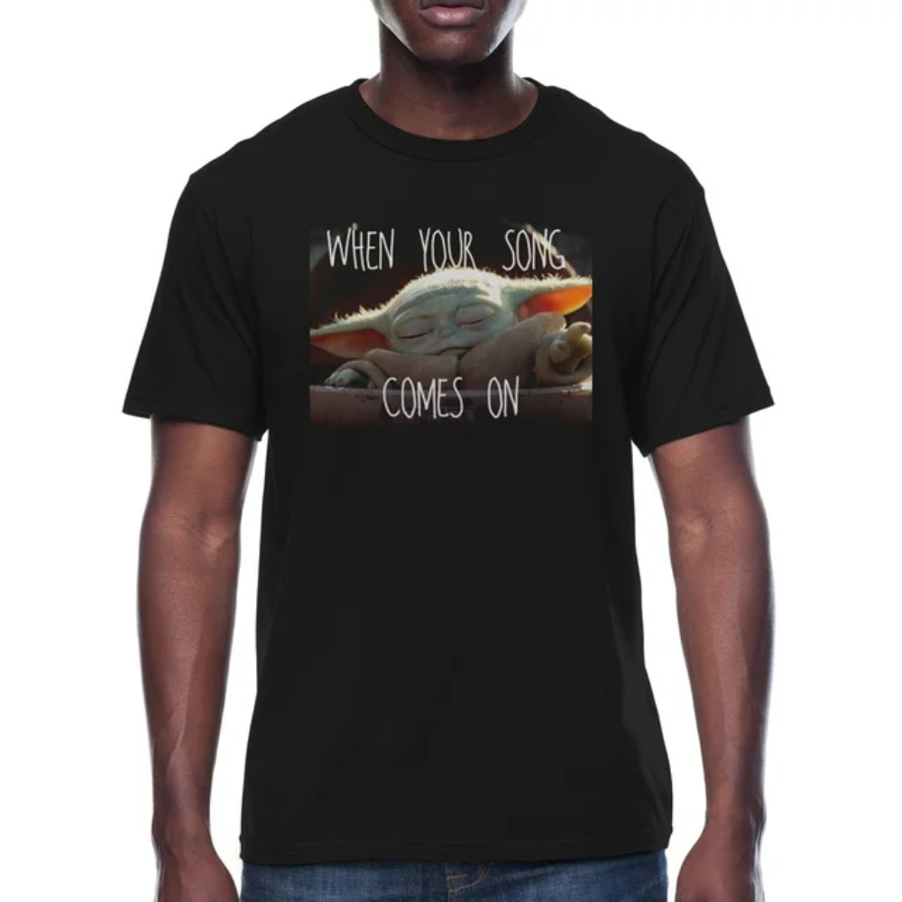 Men's Star Wars Baby Yoda When Your Song Comes On Graphic Tee T-Shirt