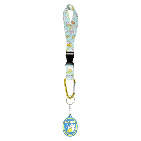 Bananya Wristlet Keychain | Bananya Cat Wrist Lanyard For Key, Wallet, Cell Phone, ID Badges