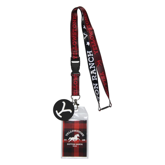 Yellowstone TV Show Dutton Ranch Reversible ID Lanyard Badge Holder with 2" Rubber Y Charm