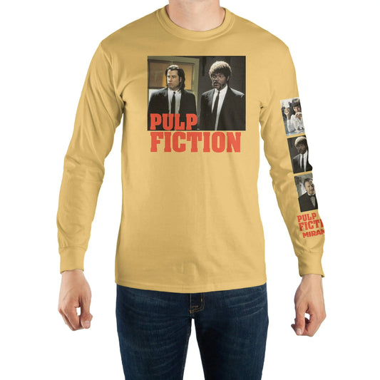 Men's Pulp Fiction Yellow Graphic Long Sleeve T-Shirt