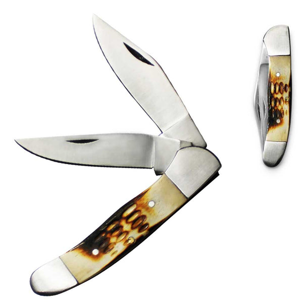 RA 1029 4.5" Two-bladed Bone Handle Folding Pocket Knife