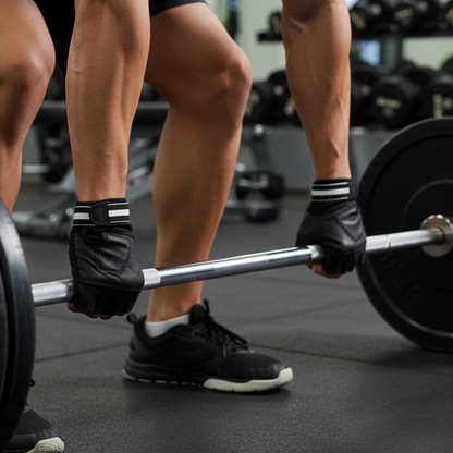 REX 309-BK Premium Black Weight Lifting Gloves – Leather Padded Training Gloves for Men & Women | Comfort Fit | Sizes S–3XL