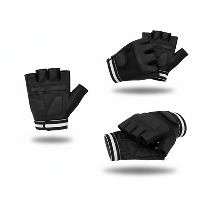 REX 309-BK Premium Black Weight Lifting Gloves – Leather Padded Training Gloves for Men & Women | Comfort Fit | Sizes S–3XL