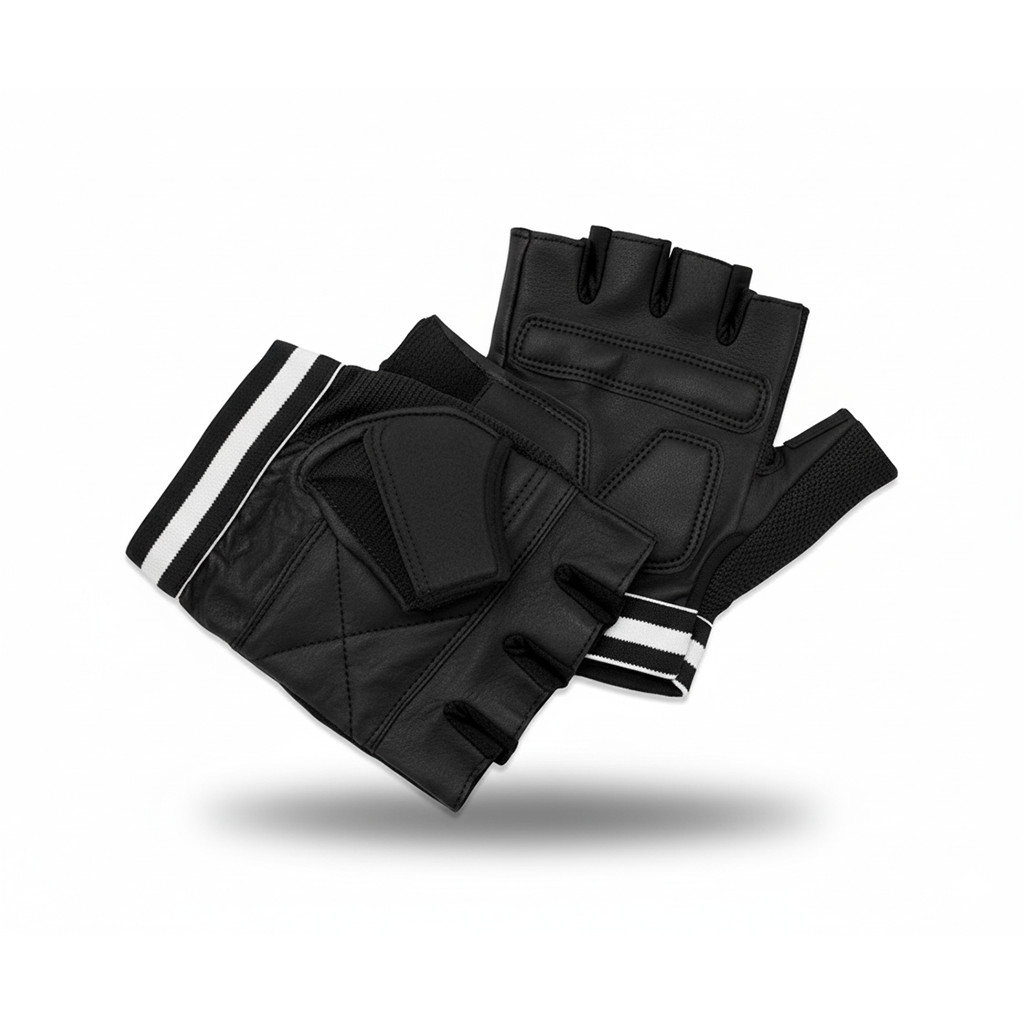 REX 309-BK Premium Black Weight Lifting Gloves – Leather Padded Training Gloves for Men & Women | Comfort Fit | Sizes S–3XL